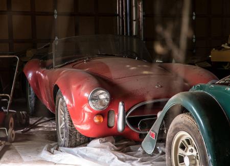 The Ferrari, the Cobra, and the crickets in the garage ...